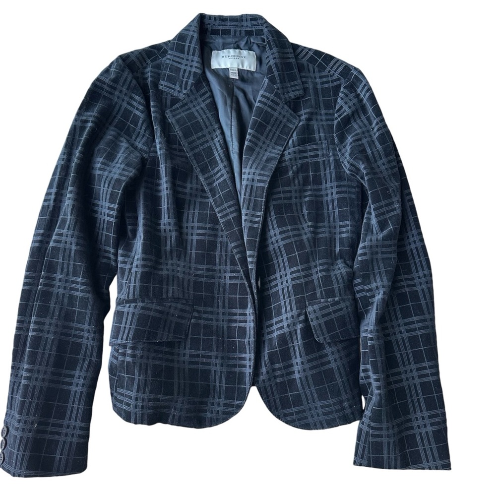 Burberry blazer jacket velvet plaid EUC 8